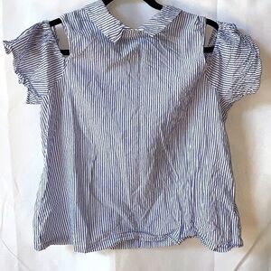 Twine & String Cold Shoulder Collar Top